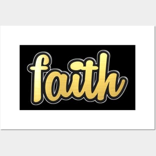 Shiny black and Gold FAITH word ver1 Posters and Art